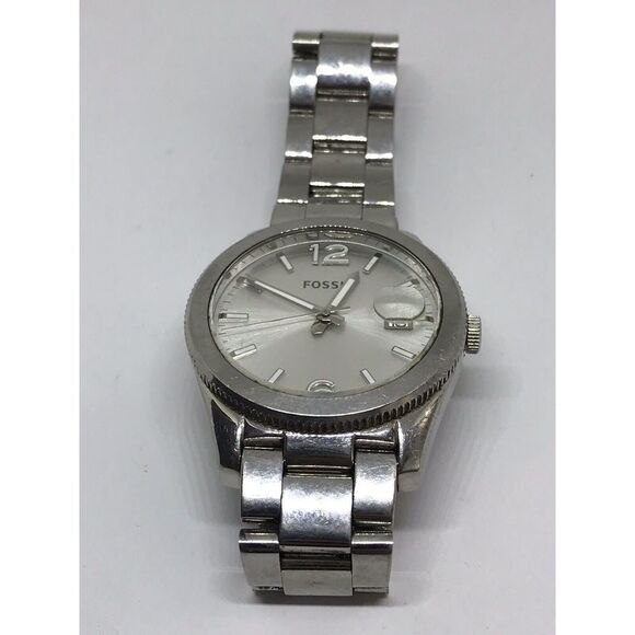 Fossil ES3585 Men's Silver Stainless Steel Analog Dial Quartz Genuine Watch Z843 - Picture 1 of 7